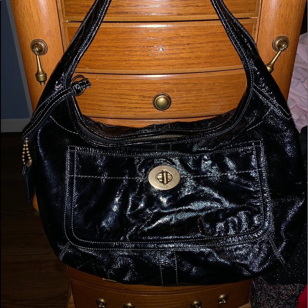 Patton Leather Black Coach hobo bag